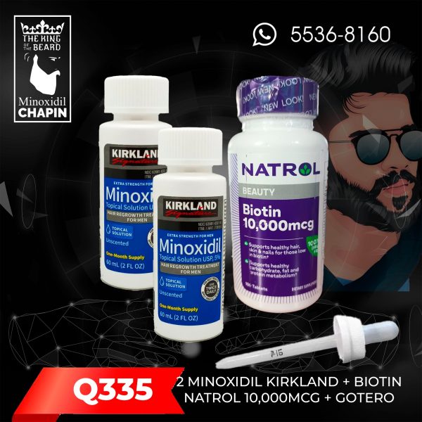 2 minoxidil kirkland + biotin natrol 10,000mcg + gotero